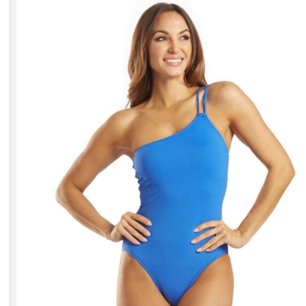 La Blanca Goddess One-Shoulder One-Piece Swimsuit Sz 4 NWT